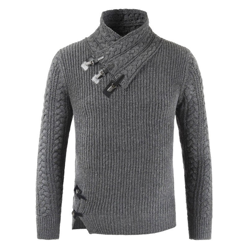 Heren trui met hoge kraag en unieke sluiting – Regular Fit