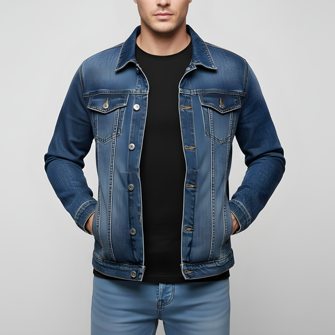 Heren Spijkerjas Klassiek Denim met Borstzakken