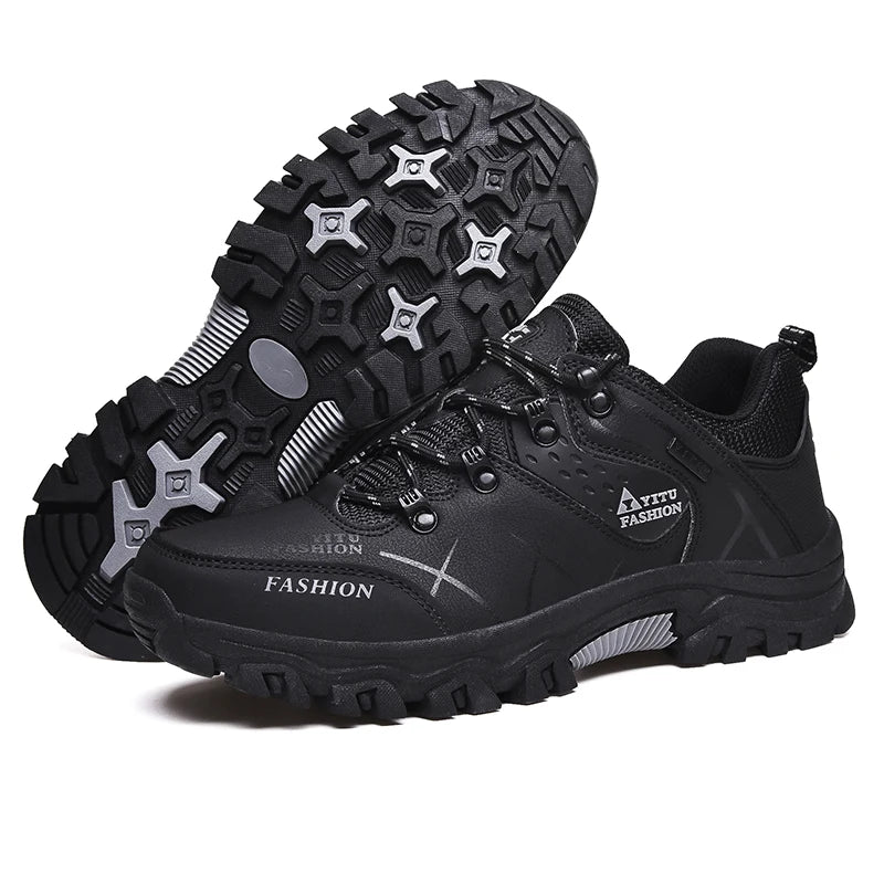 Heren Outdoor Sneakers – Duurzaam Leer & Ademend Mesh met Gripzool