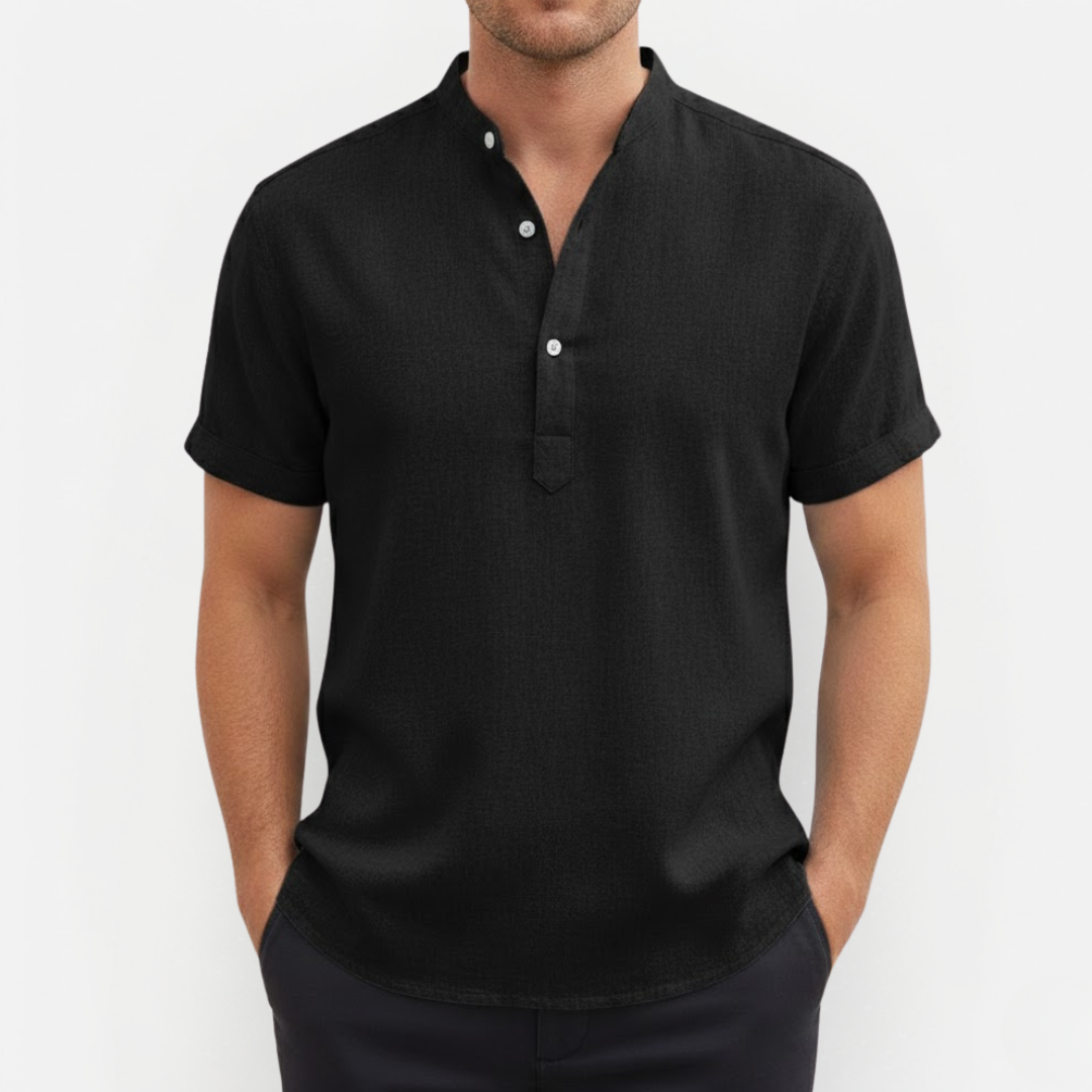 Herenoverhemd met Korte Mouwen en Henley Kraag