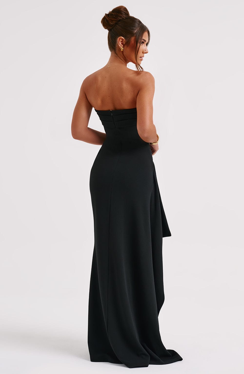 Maxi Jurk Dames Zwart Mouwloos Elegante Pasvorm Avondlook