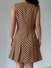 Mouwloze A-lijn Jurk met Vintage Ruitprint