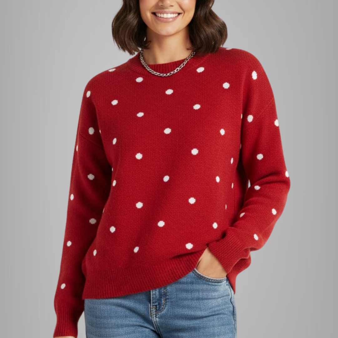 Dames Trui met Stippen – Zachte Gebreide Pullover