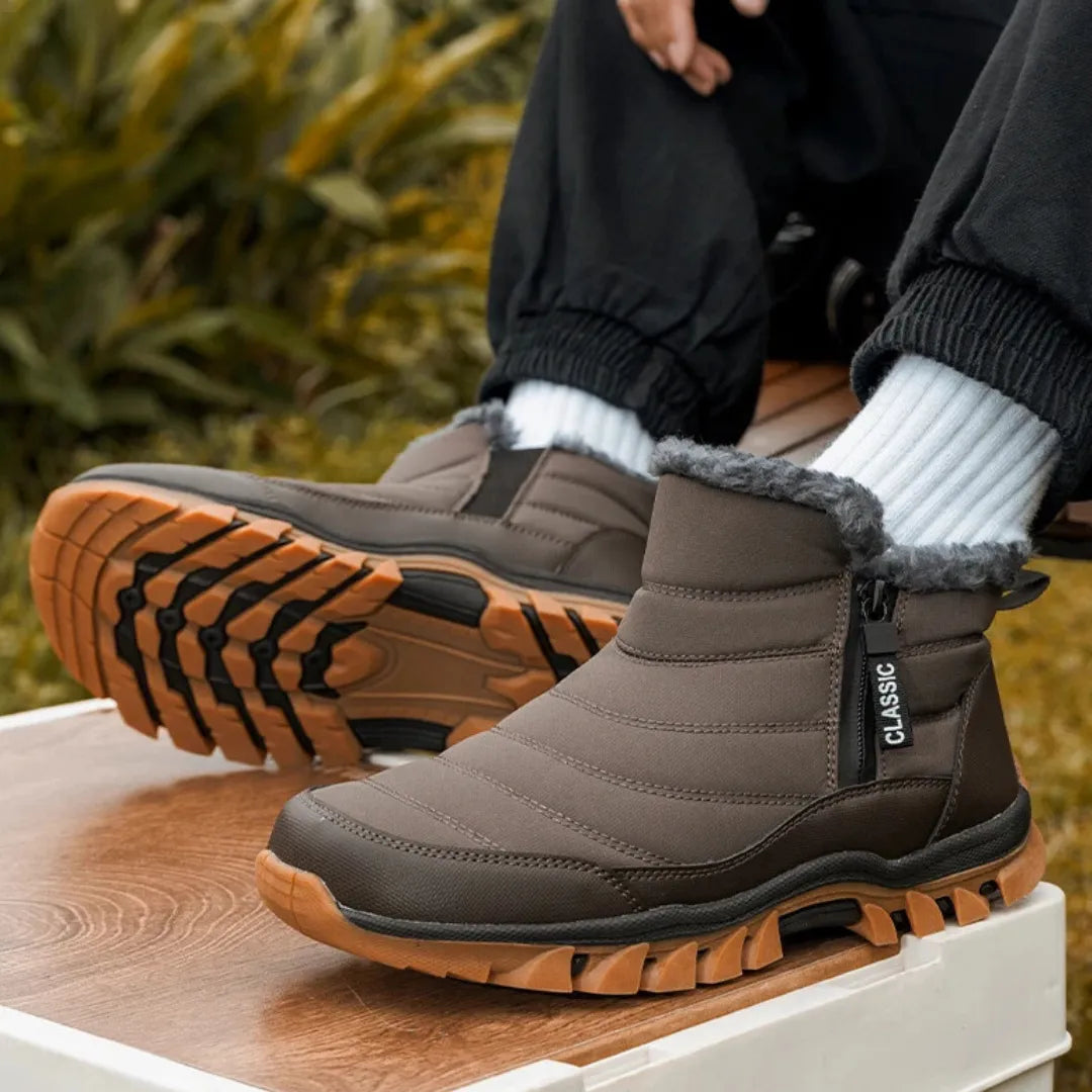 Heren Winter Outdoor Laarzen – Warme Antislip Enkelboots met Rits