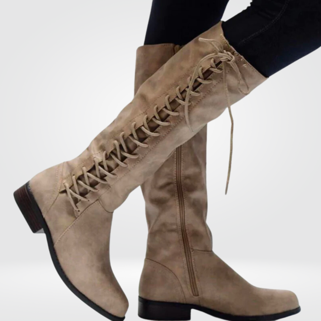 Dames Hoge Veterschoenen – Modieuze Lange Boots met Comfort Fit
