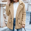 Oversized Damesjas Teddy Stof Dubbele Knopen Casual Look