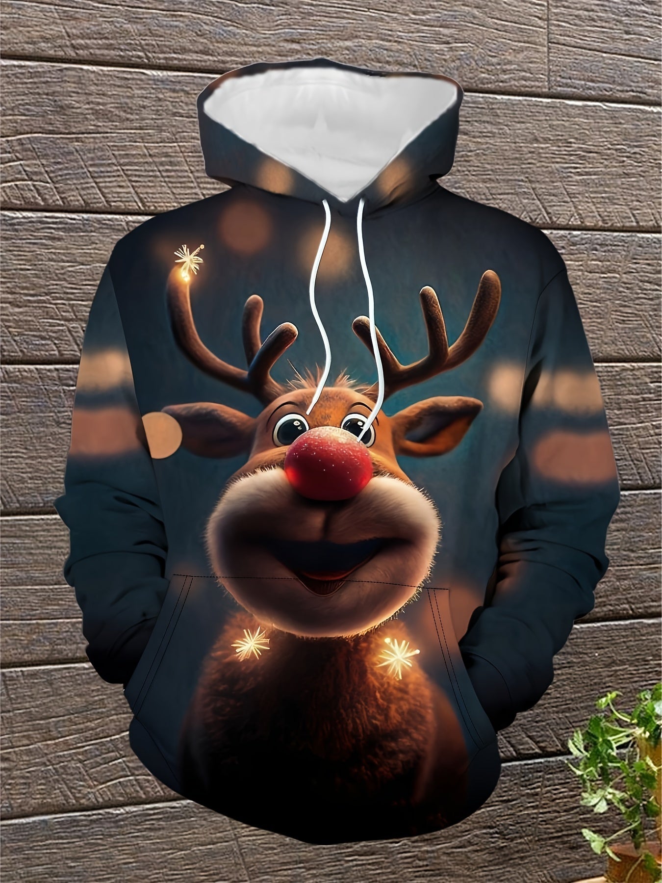 Kerst Hoodie met Rendierprint – Warme Unisex Trui voor de Feestdagen