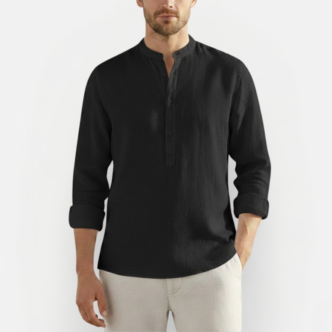 Heren Slim Fit T-Shirt Hoge Kraag – Modern & Comfort