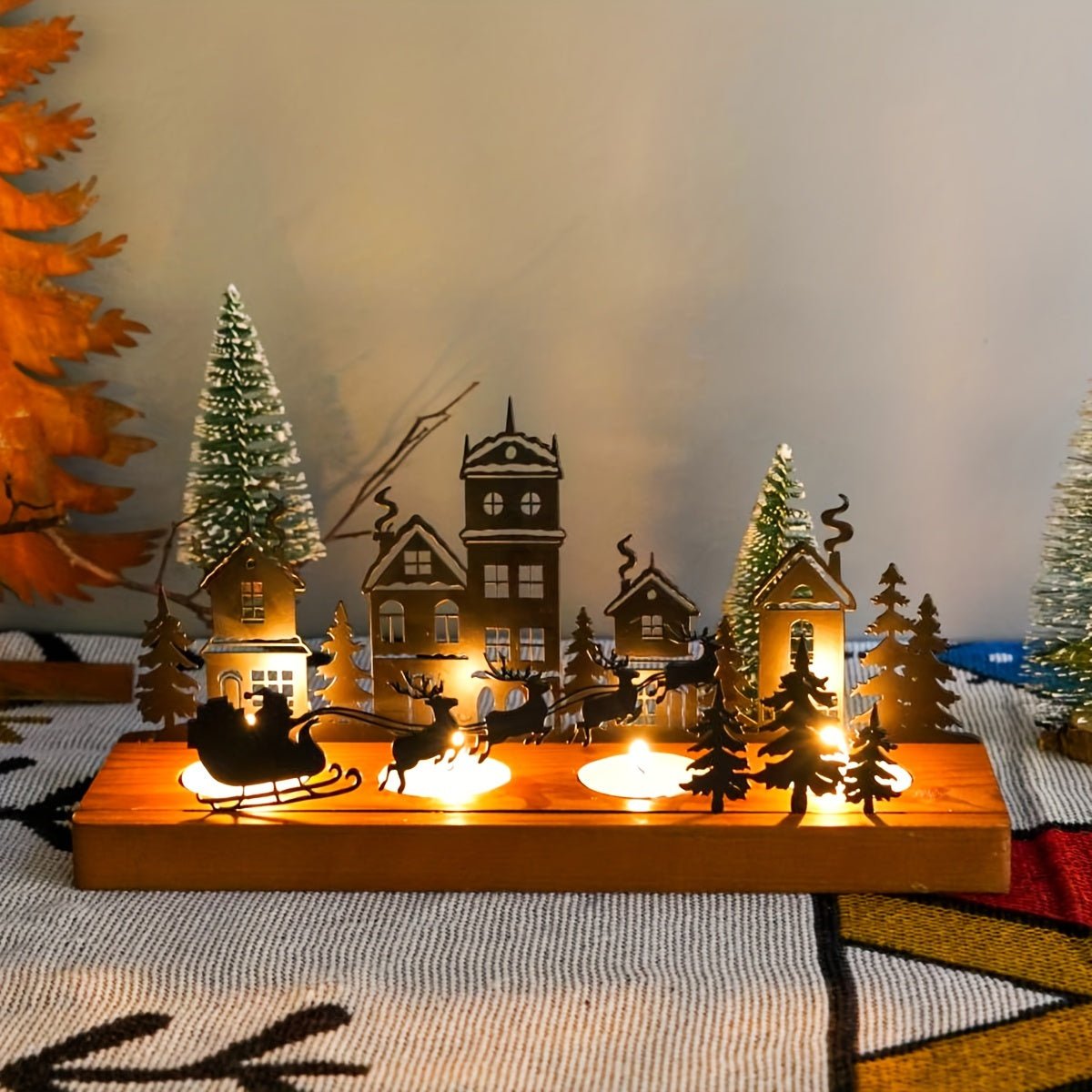 WinterWood - Houten Kerst Kaarsenhouder-mezamstore.nl