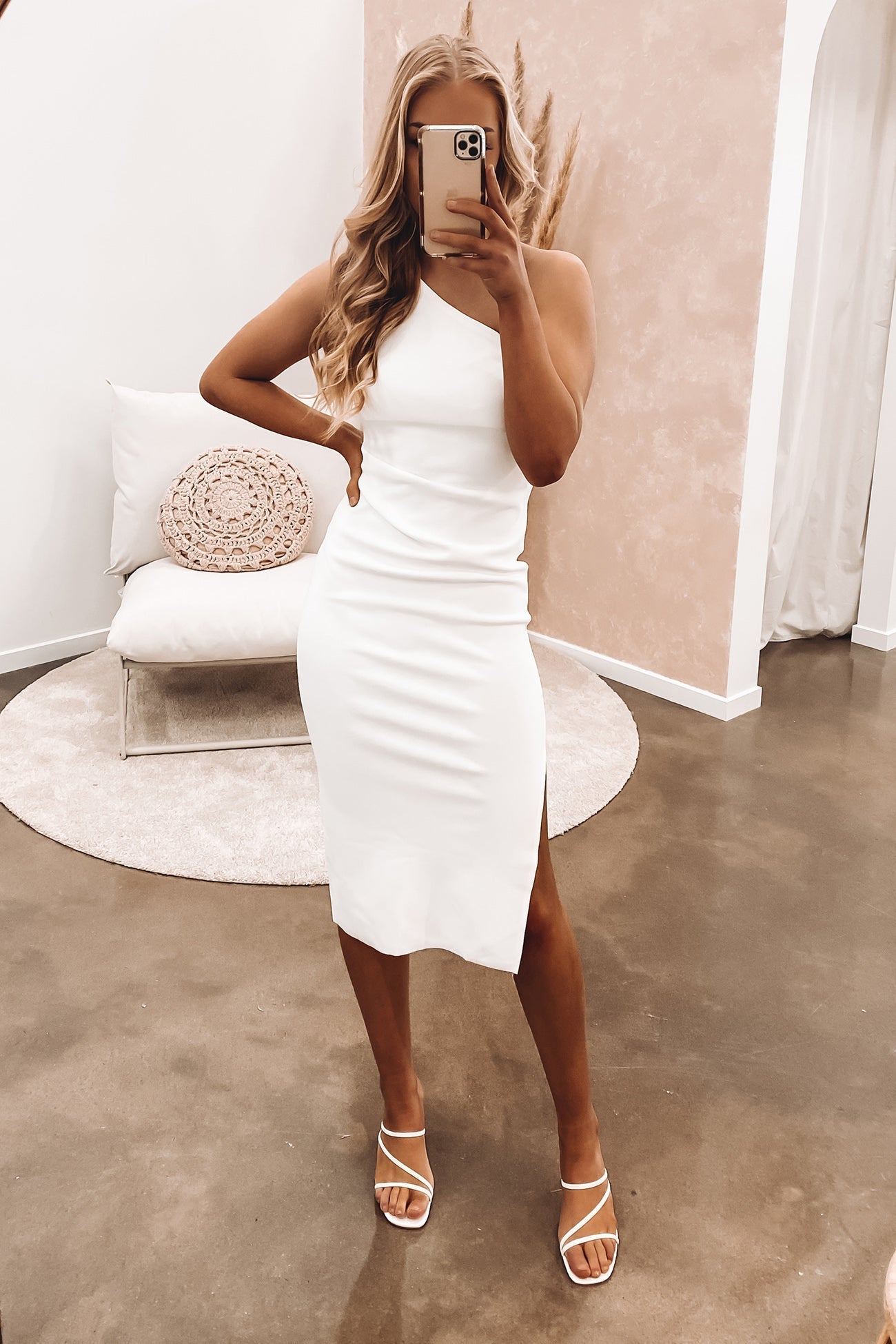 Midi Zomerjurk Dames One Shoulder Split Elegant