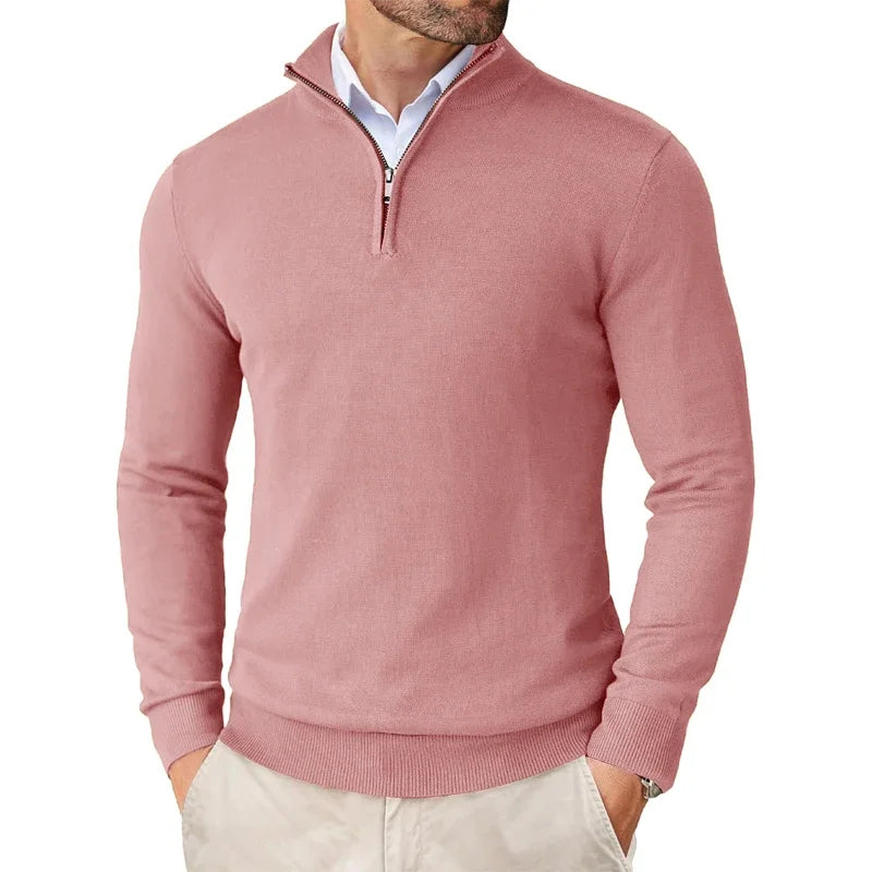 Heren pullover met halve rits en comfortabele pasvorm