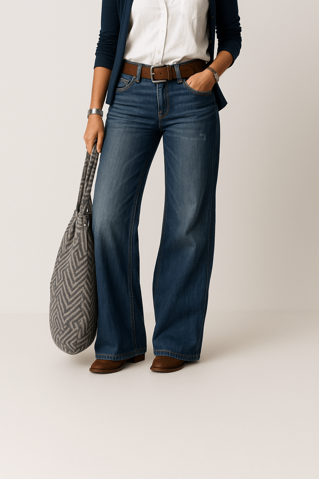 Denim Jeans met Wijde Pijpen voor Dames