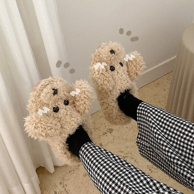Fluffy Dierenpantoffels – Warme Sloffen met Antislip Zool