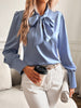 Elegante Blouse met Schleifenkragen | Luxe Polyester | Vrouwelijke Stijl-mezamstore.nl