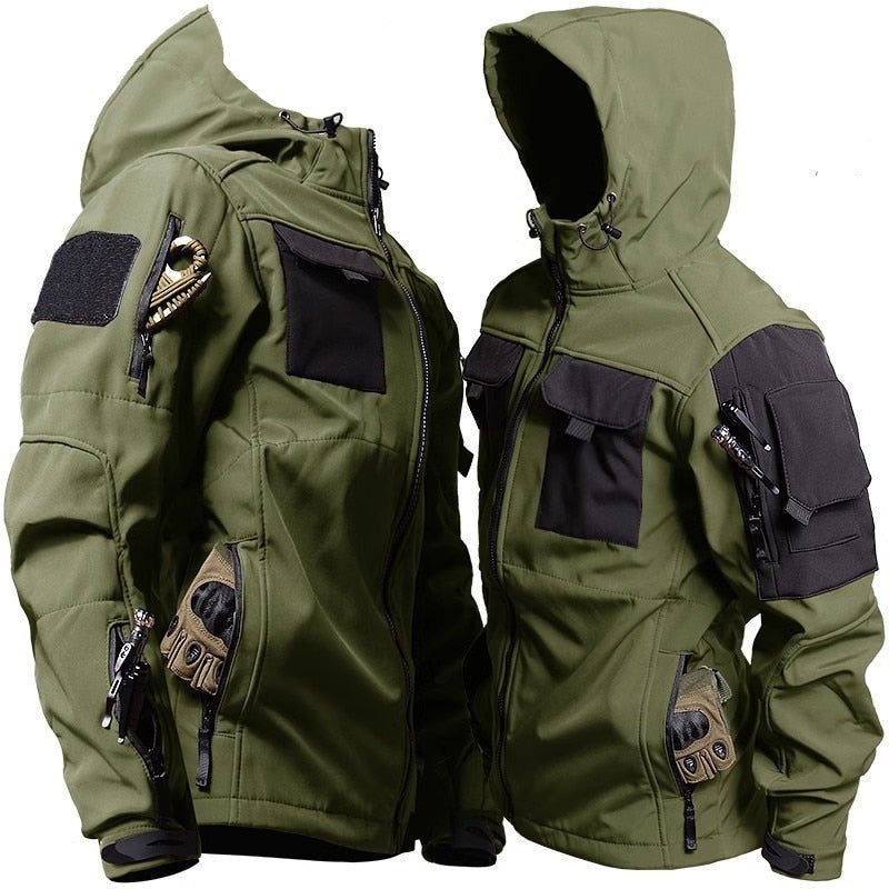 Heren Tactical Jas – Outdoor Hooded Jacket met Meerdere Zakken