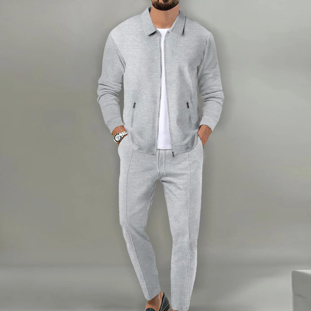 Stijlvolle Heren Set met Wafeltextuur en Comfort Fit