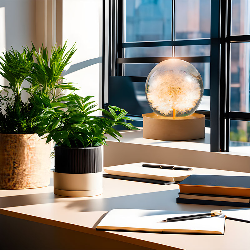 3D Kristallen Bloemenlamp met USB en Hars Design