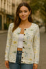 Elegante Damesvest met Bloemenpatroon en Ronde Hals