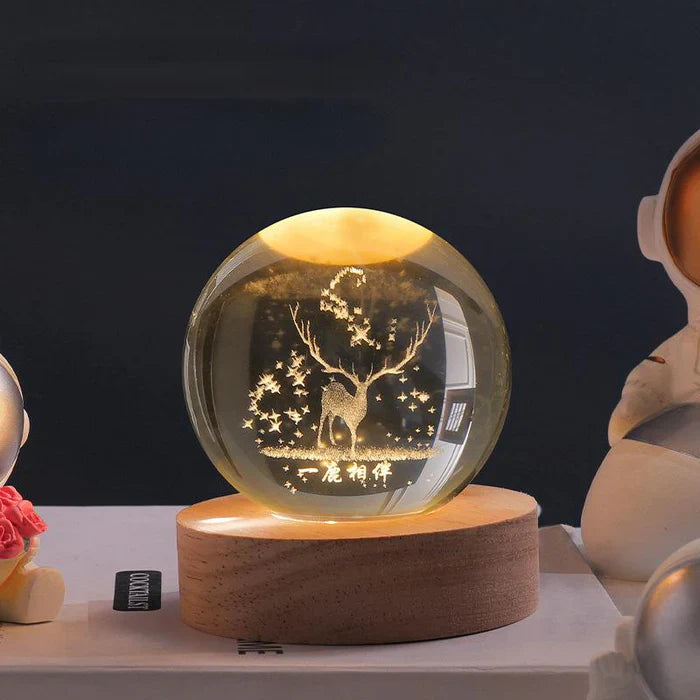 Lichtgevende Bol met 3D Planeten Gravure