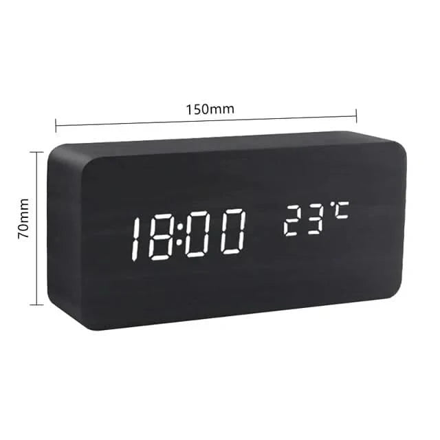 Digitale Houten LED Wekker – Modern Design met Temperatuurweergave
