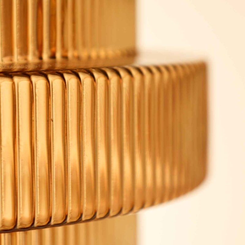 Vintage Flesvormige Hanglamp van Messing en Glas