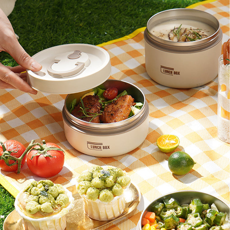 Meerlagige geïsoleerde lunchbox met draagtas – Lekvrij, roestvrij staal, houdt eten urenlang warm of koud, ideaal voor school, werk en onderweg