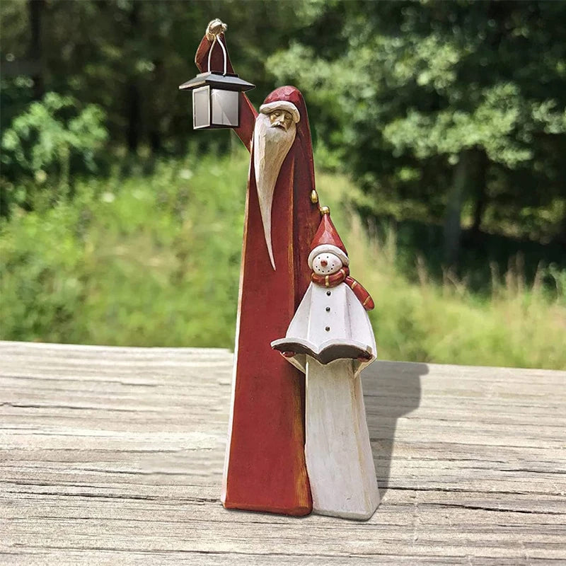 Verlichte Kerst Sneeuwpop Beeld – Decoratief Winterfiguur met Lantaarn