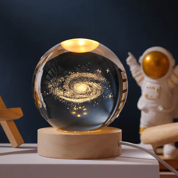 Lichtgevende Bol met 3D Planeten Gravure