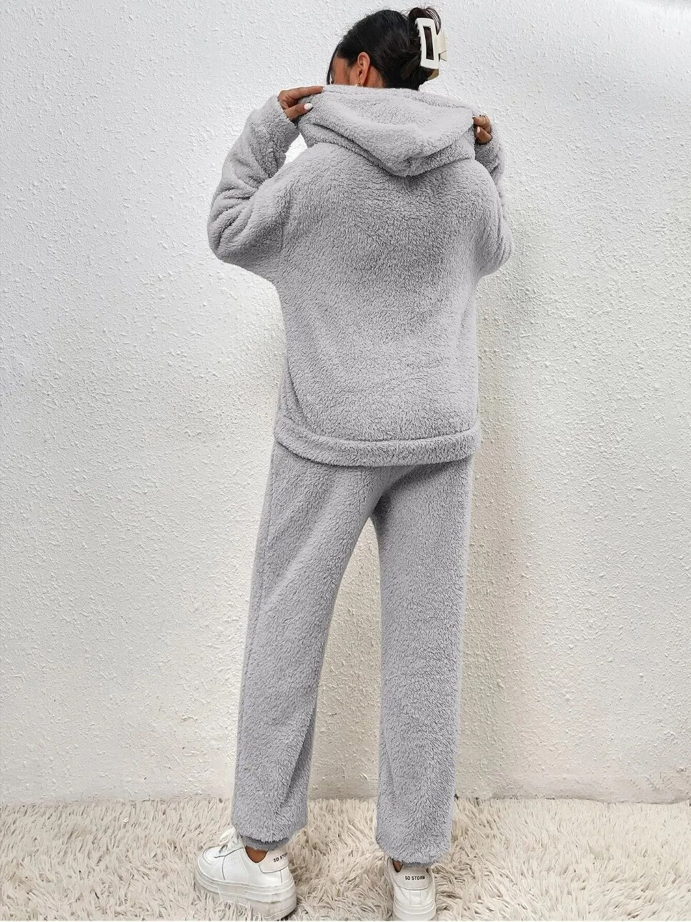 Dames Teddy Huispak met Capuchon – Zacht, Warm en Comfortabel