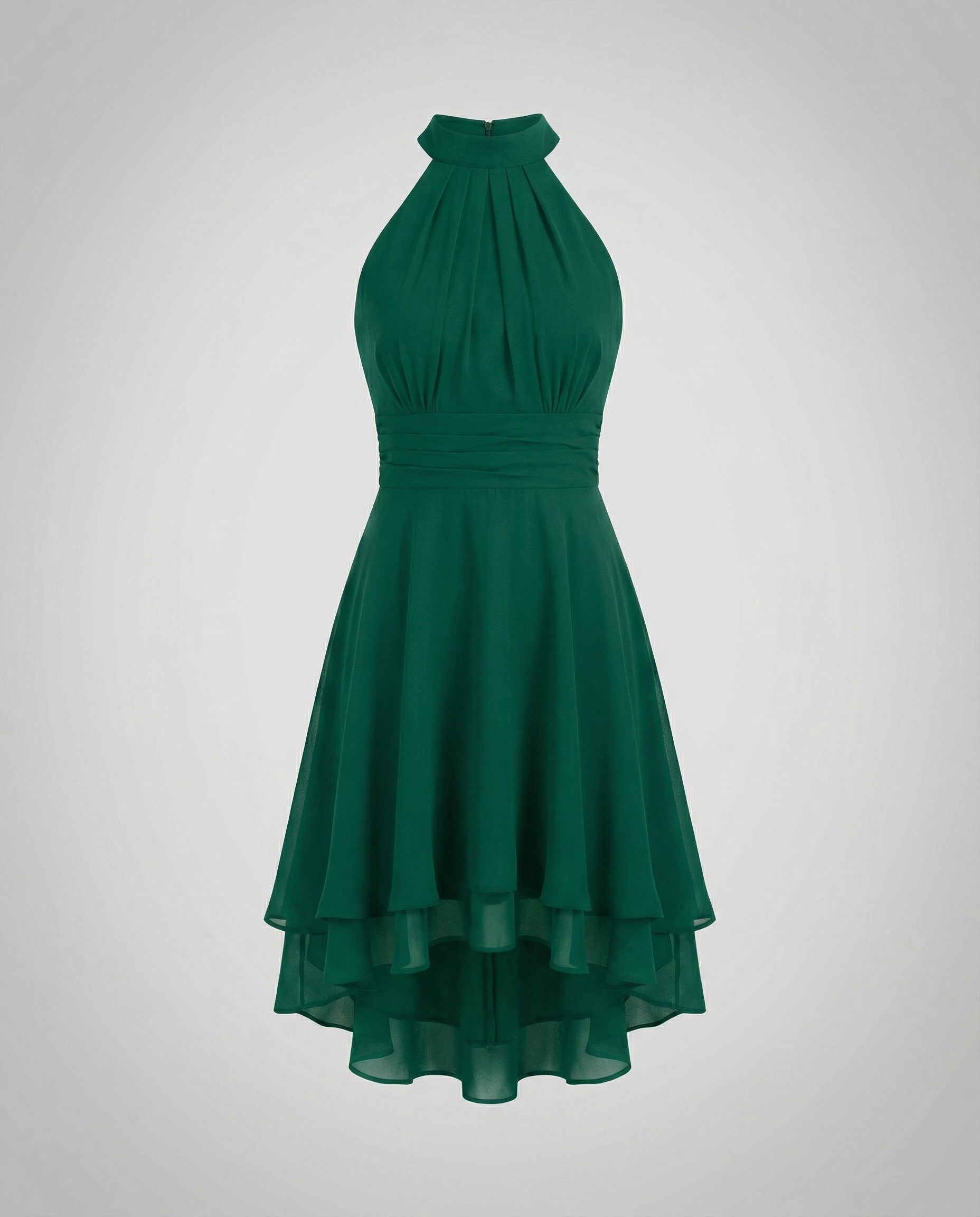 Jurk Dames Knielang Mouwloos Ruches Ronde Hals Zomer Elegant
