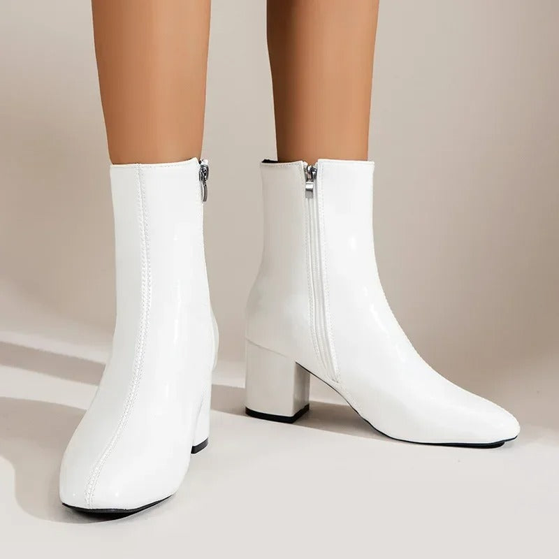 Dames Enkellaarsjes met Blokhak – Elegante Hoge Fashion Boots