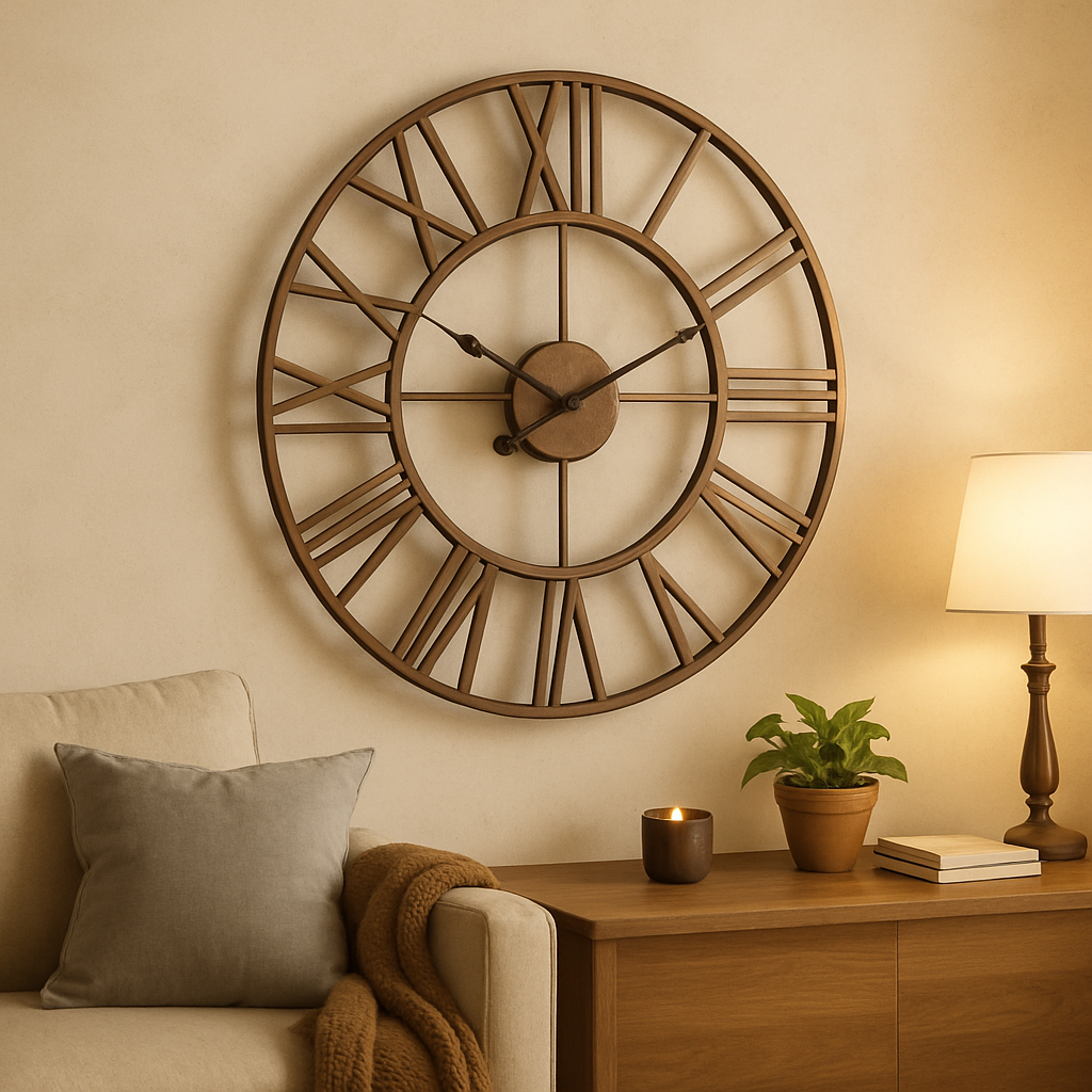 Industriële Wandklok met Romeinse Cijfers – Moderne Retro Stijl