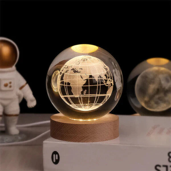 Lichtgevende Bol met 3D Planeten Gravure