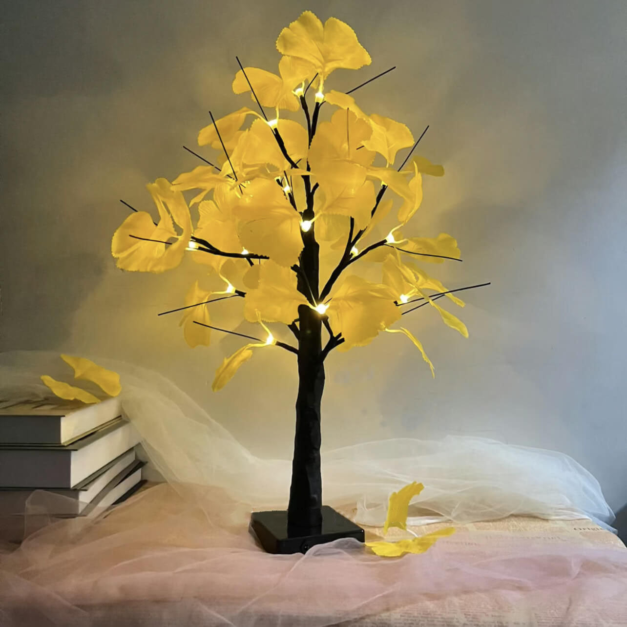 LED Ginkgo boom tafellamp 60cm decoratie wit geel modern batterijverlichting geïntegreerde LED