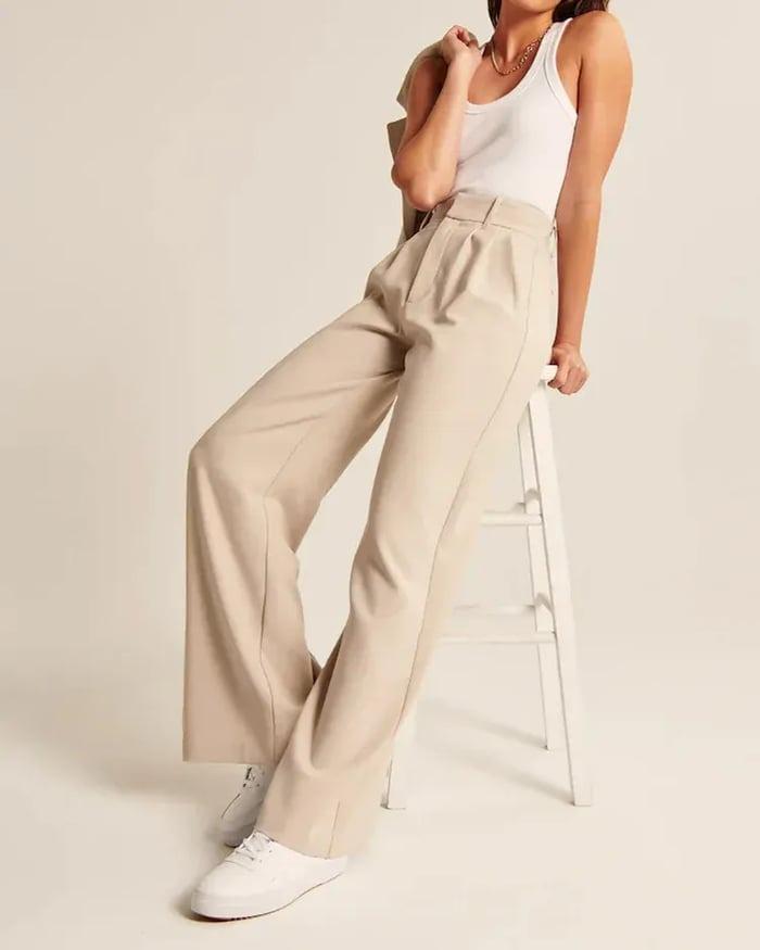 Icy Tailored Lichtgewicht Broek met Wijde Pijpen