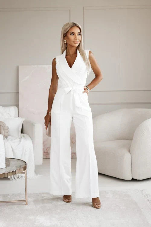 Jumpsuit Dames V-hals Met Riem Elegantie