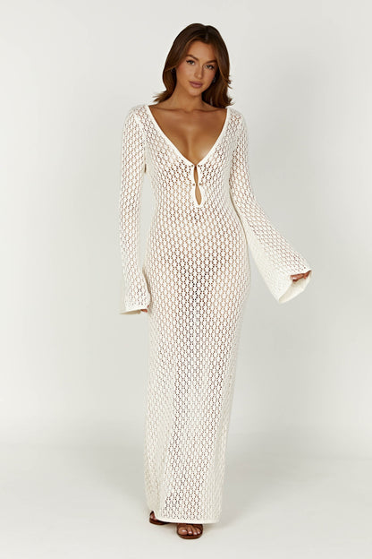 Elegante Witte Zomerjurk met Wijde Mouwen