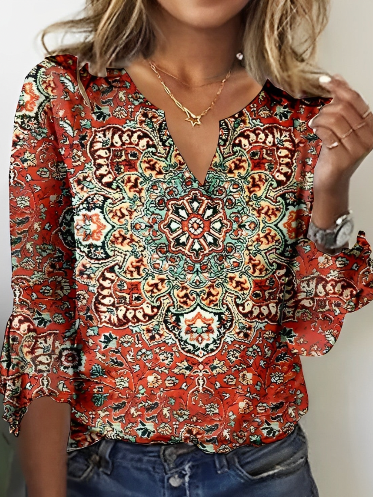 Gekleurde Top met Opvallende Print voor Dames