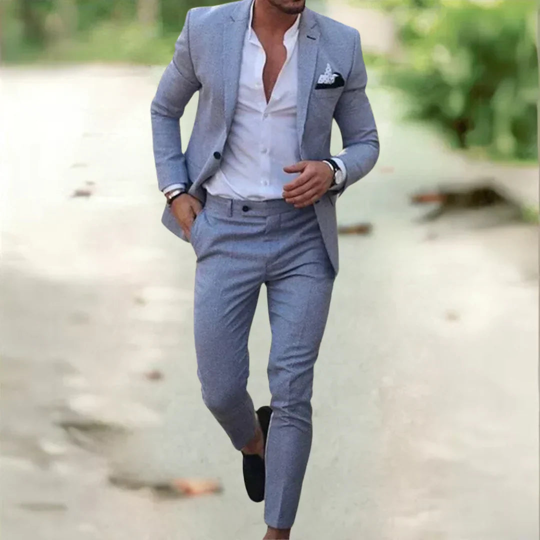 Heren Linnenpak – Lichtgewicht 2-delig Slim Fit, Ideaal voor een Bruiloft & Zakelijk