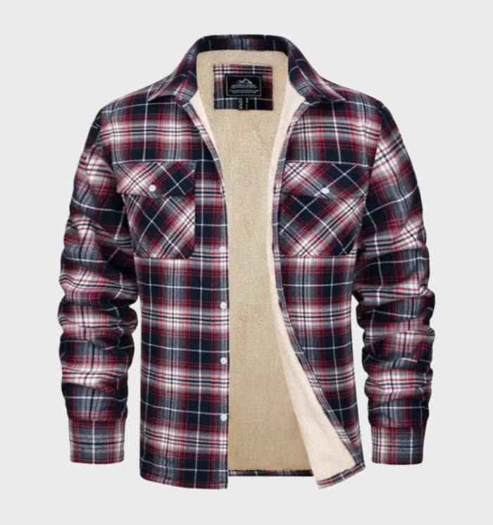Heren Geruite Sherpa Jas – Warme Flanel Look Jacket met Voering