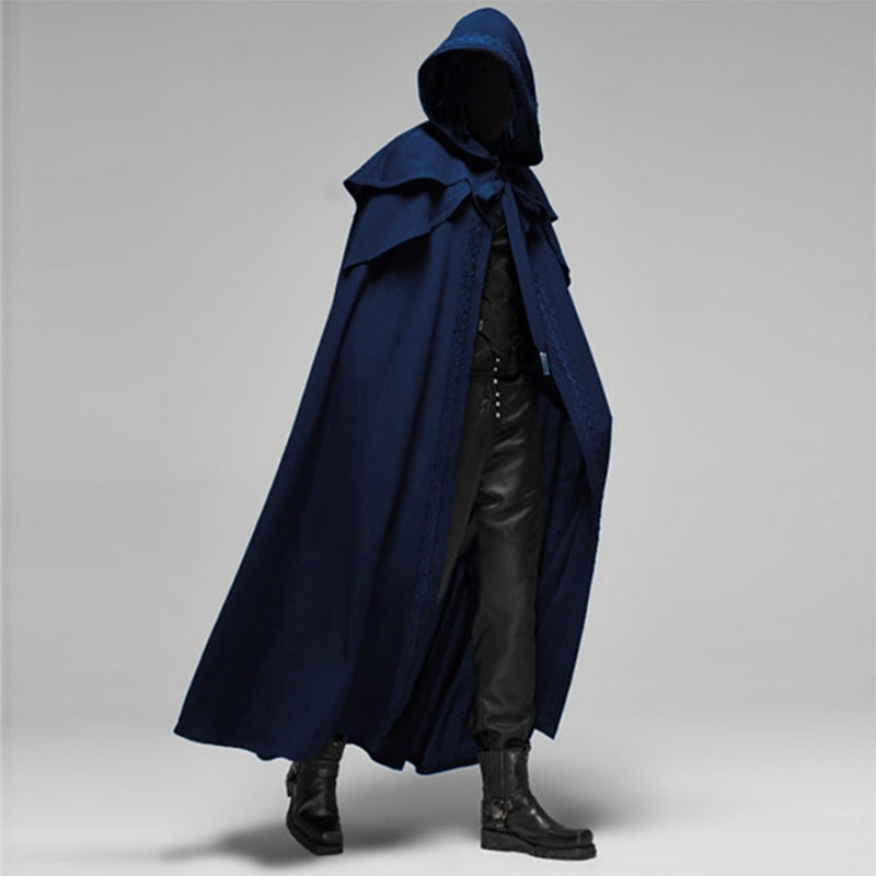 Lange Hooded Cape – Unisex Middeleeuwse Cloak met Wijde Pasvorm