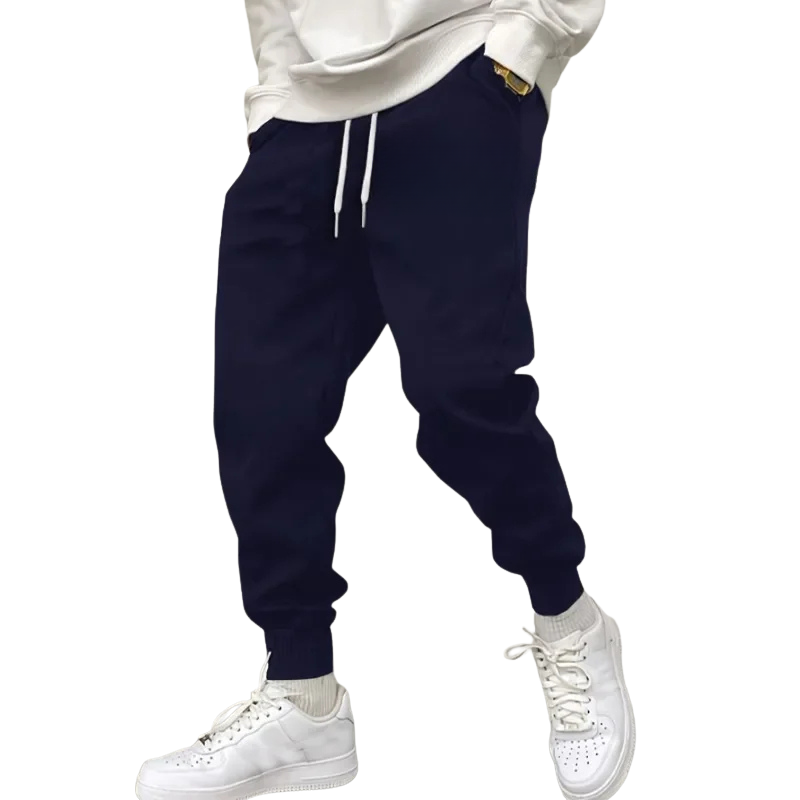 Heren joggingbroek slim fit met elastische tailleband en koord, zijzakken, sportieve trainingsbroek