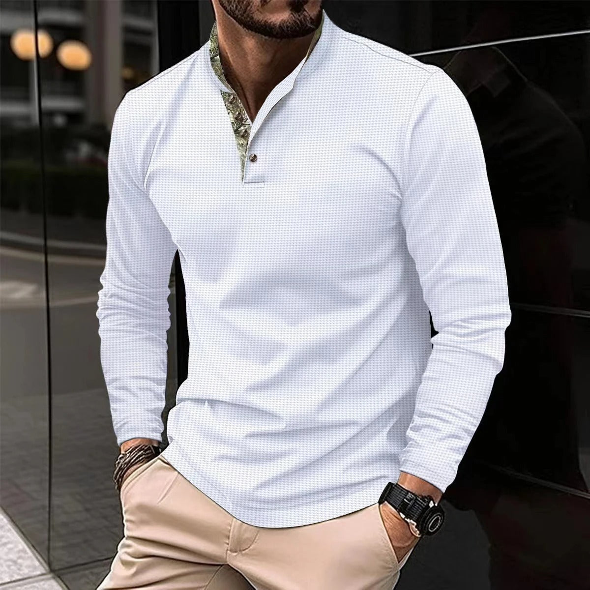 Stijlvolle longsleeve polo met gekleurde details voor heren