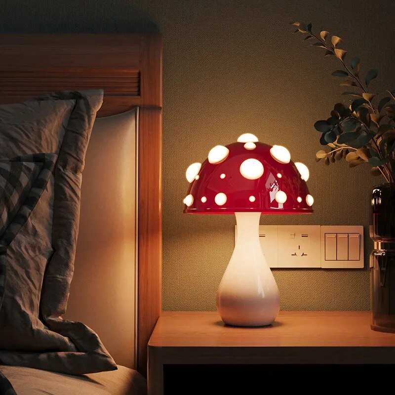 Paddenstoel Tafellamp met Warm LED Licht