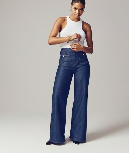Hoge Taille Sailor Pantalon met Gouden Knopen