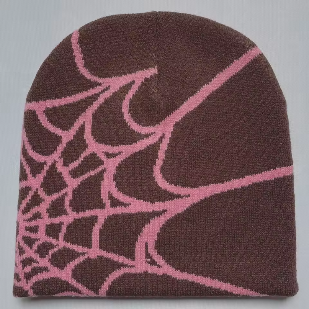 Unisex Spinnenweb Beanie – Streetstyle Gebreide Muts met Patroon