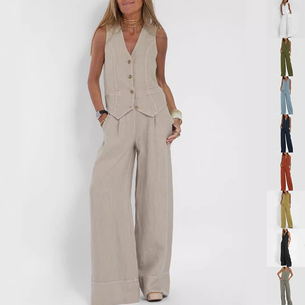 Tweedelige Zomerset Dames - Mouwloos Vest en Rechte Broek