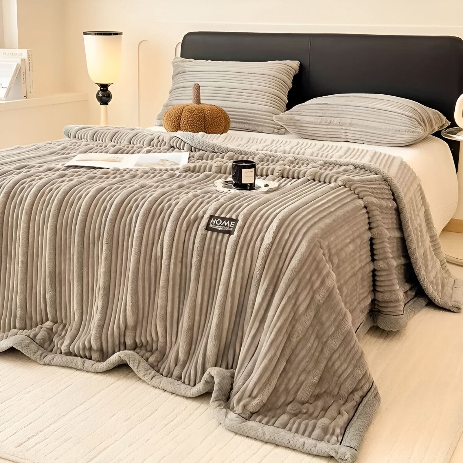 Zachte Rib Pluche Deken – Luxe Warm Woondeken voor Bed & Bank