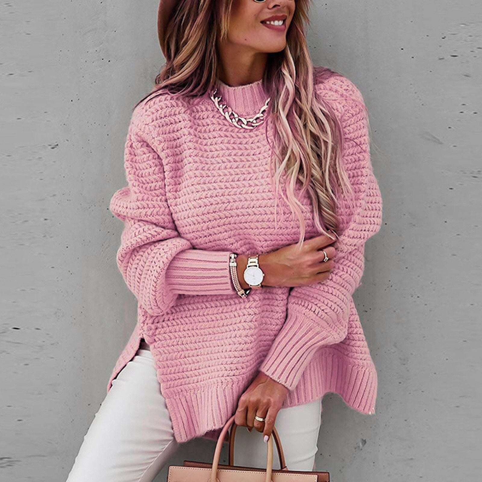 Gebreide oversized dames coltrui - zacht en warm