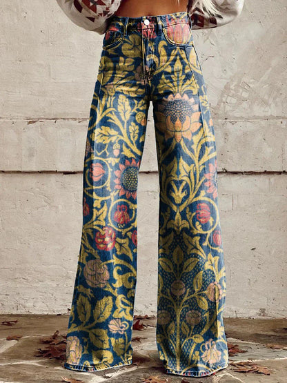 ColorVibe - Kleurrijke Vintage Broek voor Dames-mezamstore.nl